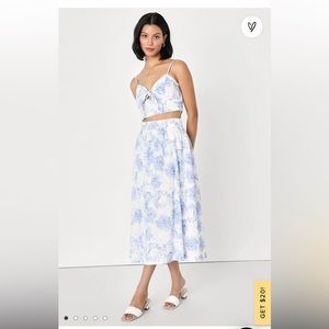 Floral Blue Midi Skirt